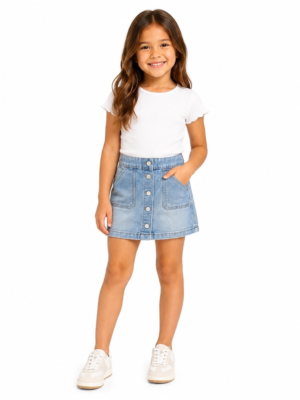 Old Navy Girls Jean Denim Button Front Mini Skirt S 6-7